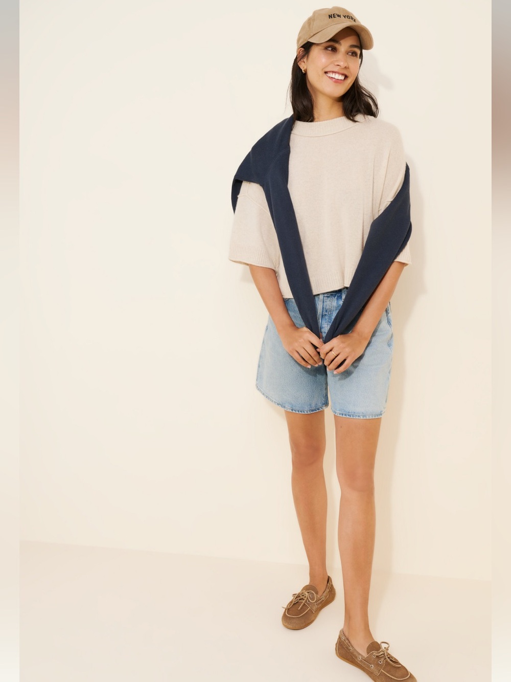 Anthropologie The Goldie Crew-Neck Cashmere Sweater Short Sleeve Ivory Small - Picture 4 of 12